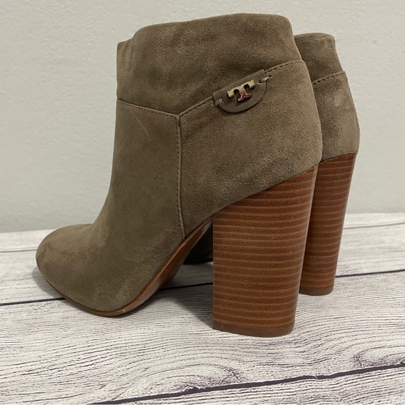 Tory Burch Fulton Booties Boot Ankle Suede Leather Stacked Block Heel Womens 6.5 - Picture 4 of 14